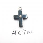 Hematite Cross Charms 14x17mm with Rhinestione